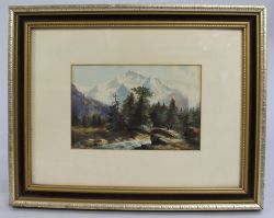 EDWARDIAN ALPINE WATERCOLOUR BY WL GUEST DATED 1903