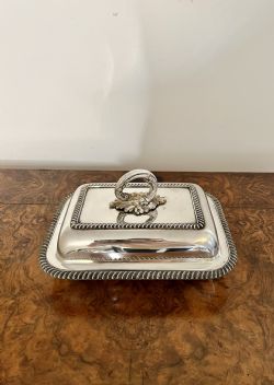 ANTIQUE EDWARDIAN QUALITY SILVER PLATED RECTANGULAR ENTRE DISH