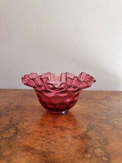 PRETTY ANTIQUE CRANBERRY GLASS BOWL