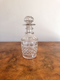 QUALITY ANTIQUE EDWARDIAN CUT GLASS DECANTER