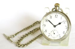 ANTIQUE OMEGA POCKET WATCH AND CHAIN C1900