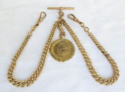 ANTIQUE ROLLED GOLD DOUBLE WATCH CHAIN