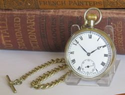 1930S ROTHERHAM SONS POCKET WATCH AND CHAIN