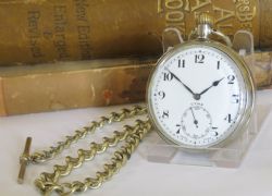 1920S CYMA POCKET WATCH AND CHAIN
