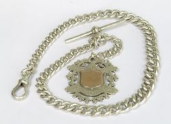 ANTIQUE SILVER POCKET WATCH ALBERT CHAIN 1906