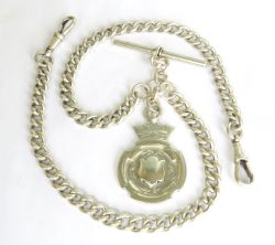 ANTIQUE SILVER DOUBLE POCKET WATCH CHAIN 1922