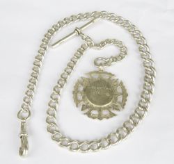 ANTIQUE SILVER POCKET WATCH ALBERT CHAIN GREAT WAR FOB