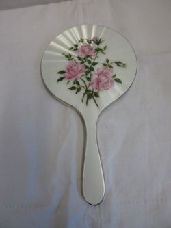 SILVER ENAMEL HAND MIRROR