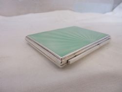SOLID SILVER DECO ENAMEL LADIES COMPACT