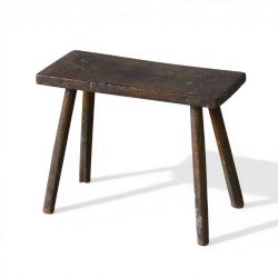 19TH CENTURY EASTERN EUROPEAN MILKING STOOL IN ORIGINAL GREEN PAINT