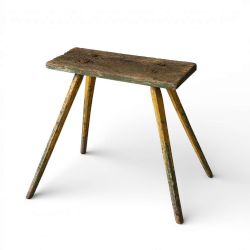 SMALL FRENCH RUSTIC MILKING STOOL WITH ORIGINAL PAINT LATE 19THEARLY 20TH CENTURY