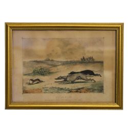 ORIGINAL 1830S LITHOGRAPH HARE COURSING BY C H WEIGALL BRITISH FIELD SPORTS
