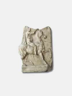 EARLY 20TH C MARBLE DUST RELIEF OF HELLENISTIC HORSE RIDER GERMAN
