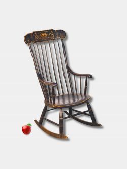 19TH C EBONISED WITH GILT DECORATION BOSTON STYLE ROCKING CHAIR AMERICAN
