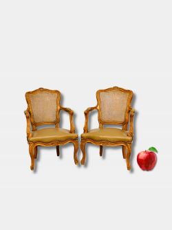 19TH C PAIR OF CHILDRENS WALNUT AND GREEN LEATHER CHAIRS FRENCH
