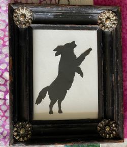AUGUSTIN EDOUART CUT SILHOUETTE OF A DOG SEEKING ATTENTION