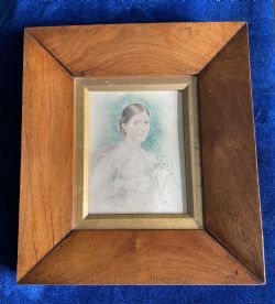 WATERCOLOUR PENCIL PORTRAIT OF LADY WITH CAT