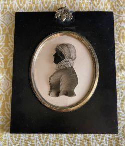 HINTON GIBBS SILHOUETTE ON GLASS WITH TRADE LABEL