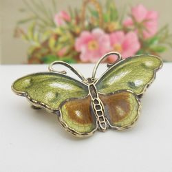 NORWEGIAN SILVER ENAMEL BUTTERFLY BROOCH BY HROAR PRYDZ