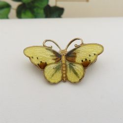 PETITE VINTAGE SILVER ENAMEL BUTTERFLY BROOCH BY NORWEGIAN DESIGNER HROAR PRYDZ