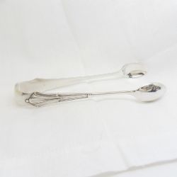 VICTORIAN SILVER ALBANY PATTERN SUGAR TONGS SHEFFIELD 1898