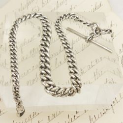 ANTIQUE SILVER POCKET WATCH CHAIN HALLMARKED CHESTER 1926