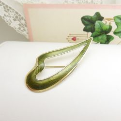 BEAUTIFUL VINTAGE SILVER GREEN ENAMEL BROOCH BY AKSEL HOLMSEN