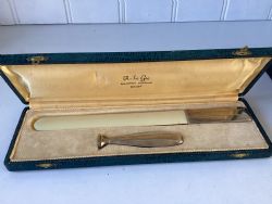 A FRENCH LETTER OPENER AND SEAL BOX