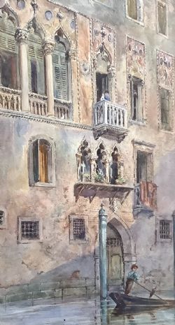 CONTINENTAL SCENE WATERCOLOUR VENICE SCENE WITH GONDOLA
